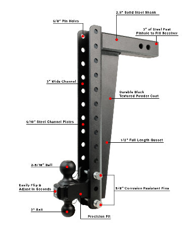 BulletProof 2.5" Heavy Duty 20" Drop/Rise Hitch