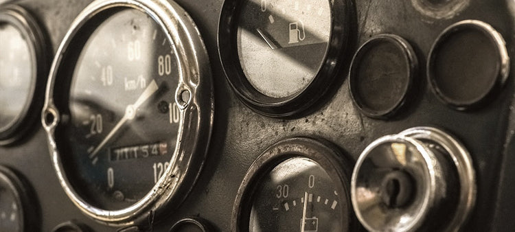 A picture of the dashboard of a vehicle.
