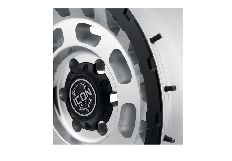 ICON Alloys Hammer Pro, Silver Machined, 17 x 8.5 / 5 x 150, 25mm Offset, 5.75" BS