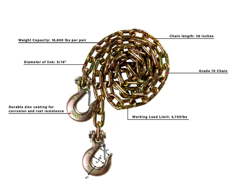 BulletProof Medium Duty 5/16" Safety Chains (Pair)