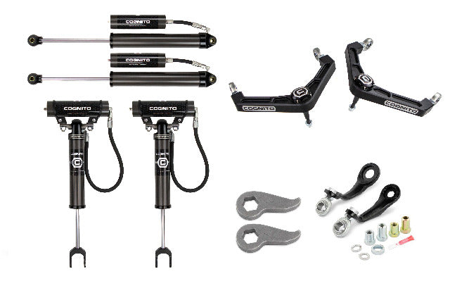 Cognito 3-Inch Premier Billet UCA Leveling Kit with Cognito 2.0 Remote Reservoir Shocks for 20-26 Silverado/Sierra 2500/3500 2WD/4WD