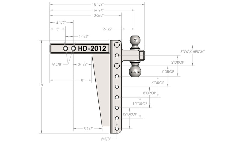 BulletProof 2.0" Heavy Duty 12" Drop/Rise Hitch