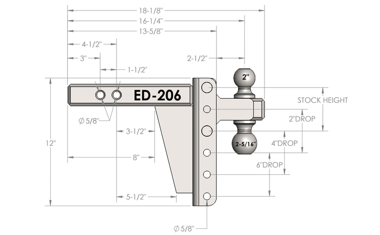 BulletProof 2.0" Extreme Duty 6" Drop/Rise Hitch