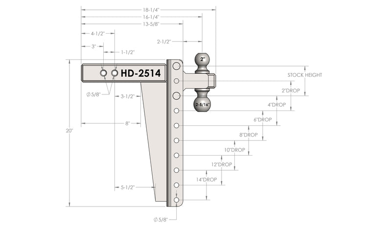 BulletProof 2.5" Heavy Duty 14" Drop/Rise Hitch
