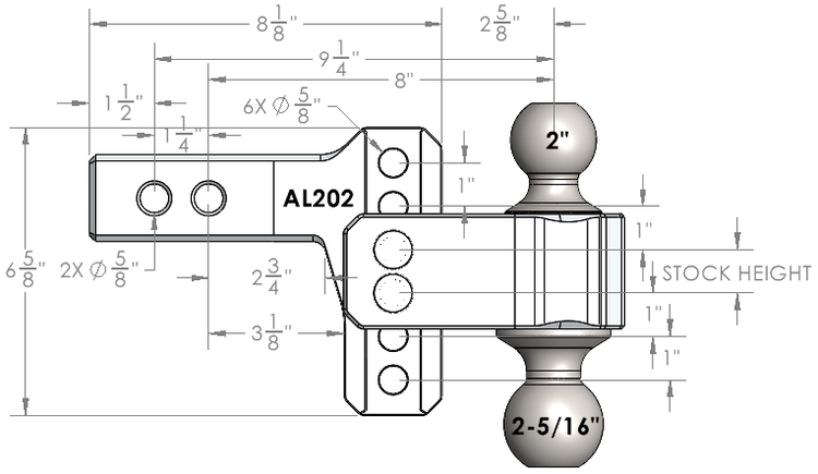 BulletProof 2.0" Aluminum Medium Duty 2" Drop/Rise Hitch