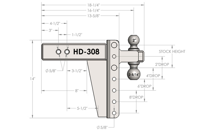 BulletProof 3.0" Heavy Duty 8" Drop/Rise Hitch