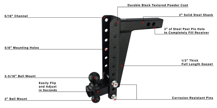 BulletProof 2.0" Heavy Duty 12" Drop/Rise Hitch