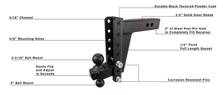 BulletProof 2.5" Heavy Duty 8" Drop/Rise Hitch