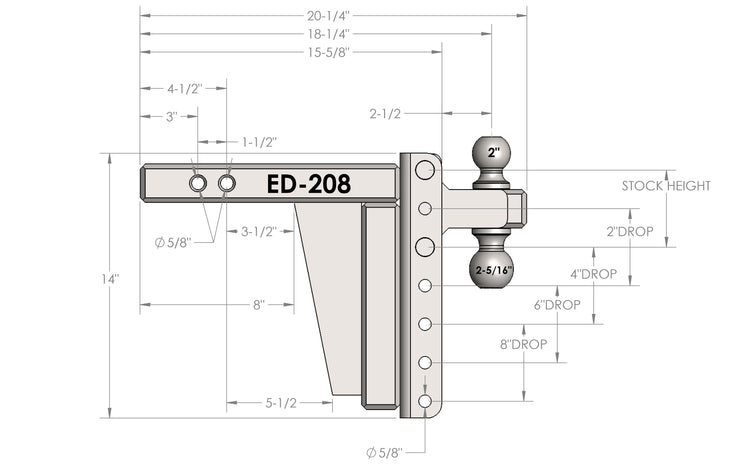 BulletProof 2.0" Extreme Duty 8" Drop/Rise Hitch