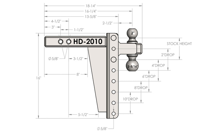 BulletProof 2.0" Heavy Duty 10" Drop/Rise Hitch