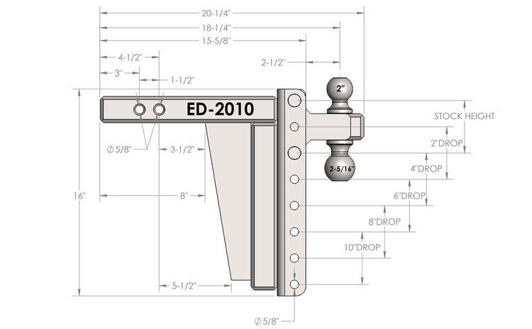 BulletProof 2.0" Extreme Duty 10" Drop/Rise Hitch