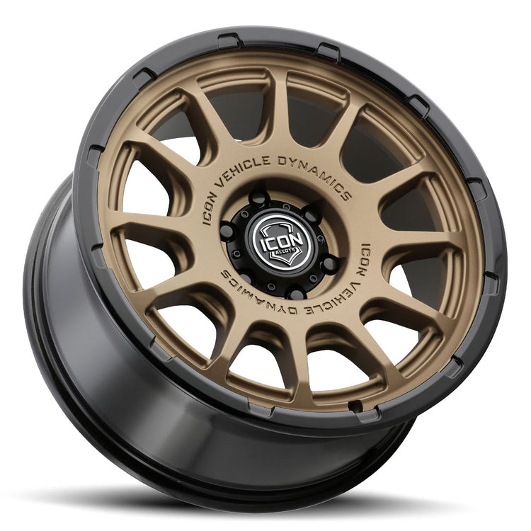ICON Alloys Rancho, Satin Bronze w/ Gloss Black Lip, 20 x 9 / 6 x 135, 16mm Offset, 5.625" BS