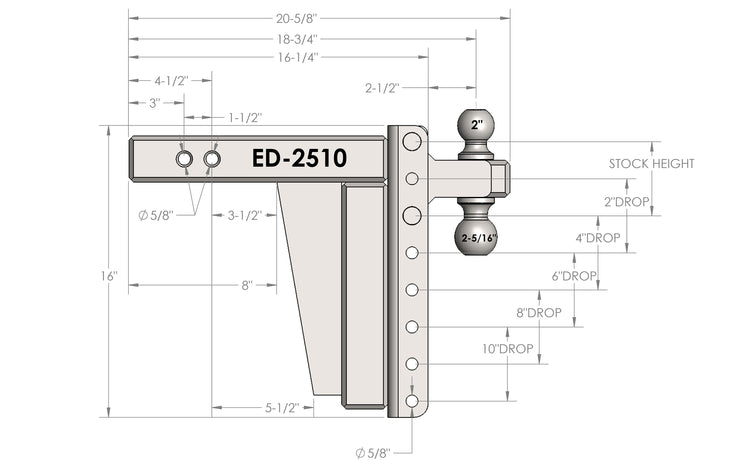 BulletProof 2.5" Extreme Duty 10" Drop/Rise Hitch