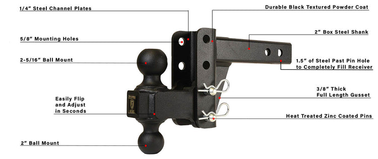 BulletProof 2.0" Medium Duty 2" Drop/Rise Hitch