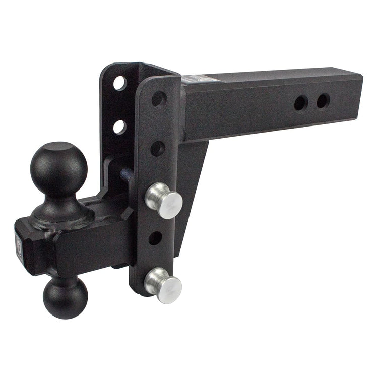 BulletProof Hitches - 2.5" Adjustable Heavy Duty Trailer Hitch (22,000 lb. Rating) - 12" Drop/Rise Trailer Hitch with 2" & 2-5/16" Dual Ball - Powder Coat, Solid Steel, Corrosion-Resistant