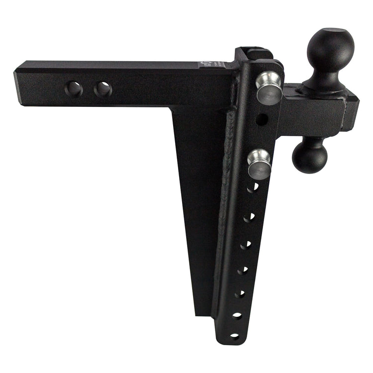 BulletProof Hitches 2.0" Adjustable Heavy Duty (22,000lb Rating) 14" Drop/Rise Trailer Hitch with 2" and 2 5/16" Dual Ball (Black Textured Powder Coat, Solid Steel)