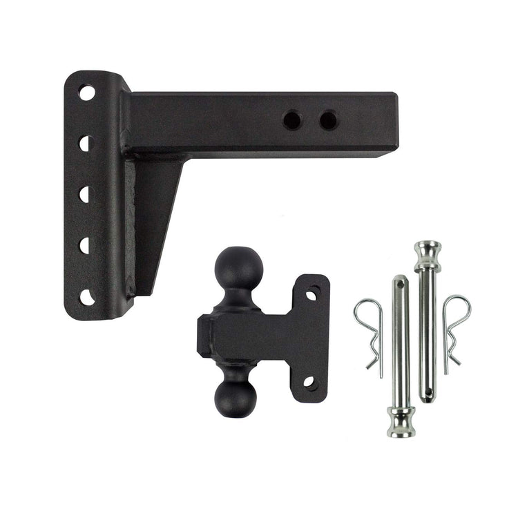 BulletProof Hitches - 2.5" Adjustable Heavy Duty Trailer Hitch (22,000 lb. Rating) - 12" Drop/Rise Trailer Hitch with 2" & 2-5/16" Dual Ball - Powder Coat, Solid Steel, Corrosion-Resistant