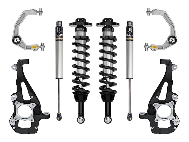 ICON 2021-2025 Ford F-150 4WD, 3.5-4.5" Lift, Stage 1 Suspension System, Billet