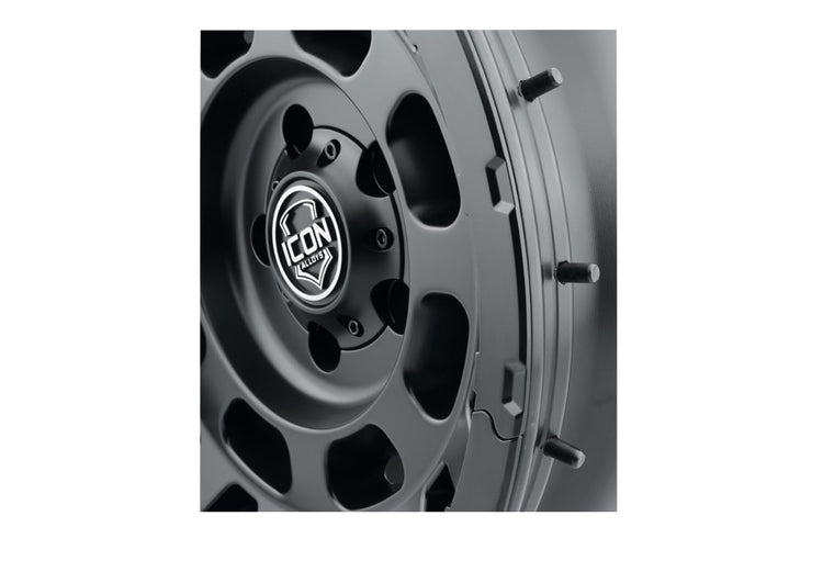 ICON Alloys Hammer Pro, Satin Black, 17 x 8.5 / 6 x 5.5, 25mm Offset, 5.75" BS