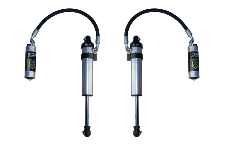 ICON 2003-2024 Toyota 4Runner/2005-2023 Toyota Tacoma/2007-2014 Toyota FJ Cruiser, Front, V.S. 2.5 Aluminum Series Shock Absorbers, Stock Width Secondary Shocks, Remote Reservoir w/ CDCV, Pair