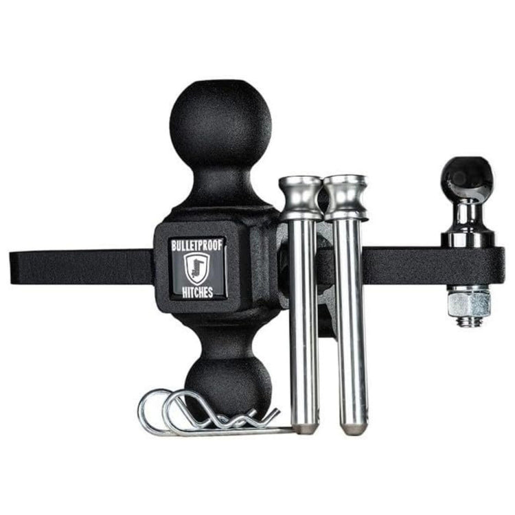 BulletProof Hitches - Medium Duty Sway Control Ball Mount with 2" and 2-5/16" Combination Ball - Rated to 14,000 lbs for Trailer Sway Control - Solid Steel, Black Powder Coat, Corrosion Resistant