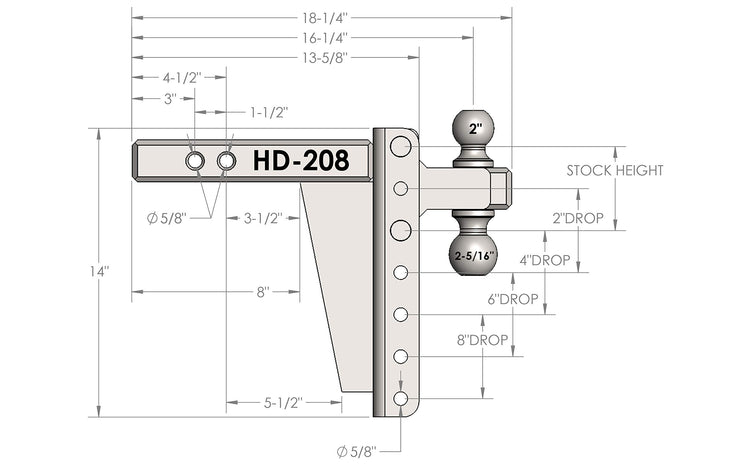 Bulletproof 2.0" Heavy Duty 8" Drop/Rise Hitch