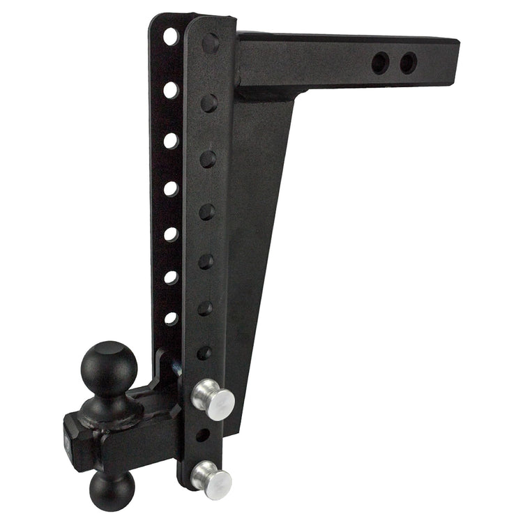 BulletProof Hitches 2.0" Adjustable Heavy Duty (22,000lb Rating) 14" Drop/Rise Trailer Hitch with 2" and 2 5/16" Dual Ball (Black Textured Powder Coat, Solid Steel)