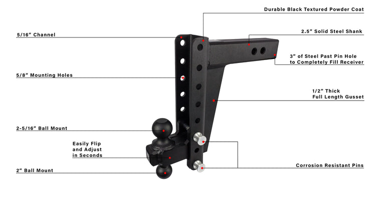 BulletProof 2.5" Heavy Duty 10" Drop/Rise Hitch