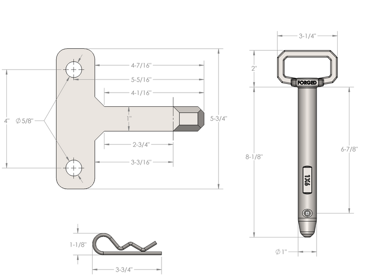 BulletProof Heavy Duty Single Tang Clevis with 1" Pin