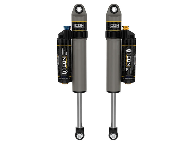 ICON 2001-2026 GM 2500/3500 HD, 0-1" Lift/2007-2018 GM 1500, 4" Lift, Rear, V.S. 2.5 Aluminum Series Shock Absorbers, Piggyback Reservoir w/ CDXS, Pair