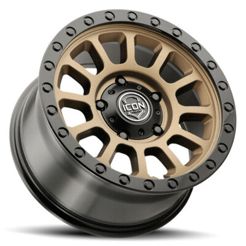 ICON Alloys Hulse, Satin Bronze w/ Gloss Black Lip & Bolts, 17 x 8.5 / 5 x 150, 25mm Offset, 5.75" Backspace