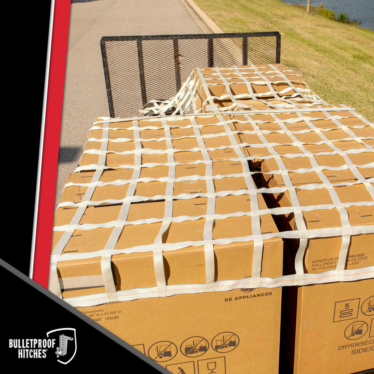 BulletProof Hitches - Heavy Duty Cargo Net Rated to 2,200 lbs - 84" x 84", White - Cargo Netting for Truck Bed, Trailers, and Utility Haulers