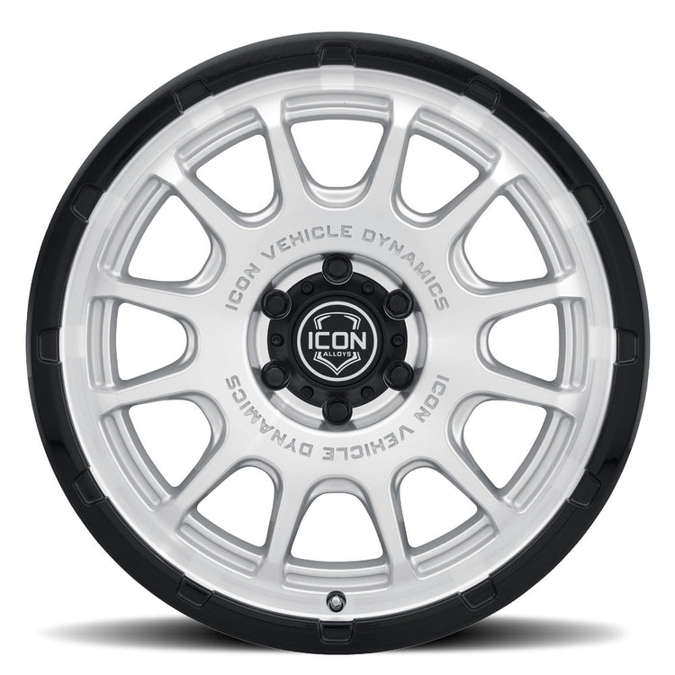 ICON Alloys Rancho, Silver Machined w/ Gloss Black Lip, 20 x 9 / 6 x 135, 16mm Offset, 5.625" BS