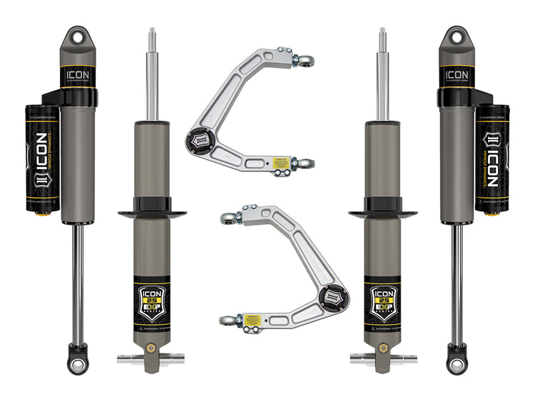 ICON 2019-2026 Chevrolet Silverado 1500/GMC Sierra 1500, 2.375-3.75" Lift, Stage 3 EXP Suspension System, Billet