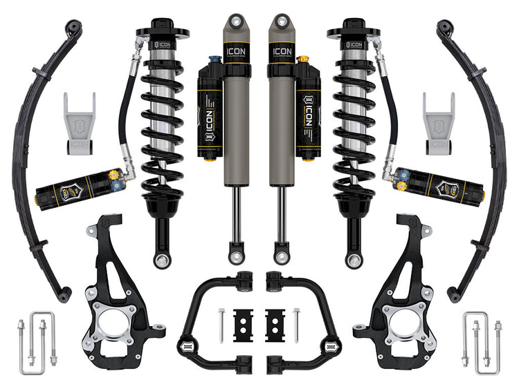 ICON 2021-2025 Ford F-150 4WD, 3.5-4.5" Lift, Stage 4 Suspension System, Tubular, CDXS, w/ Leaf Packs