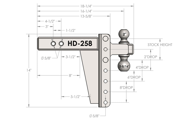 BulletProof 2.5" Heavy Duty 8" Drop/Rise Hitch