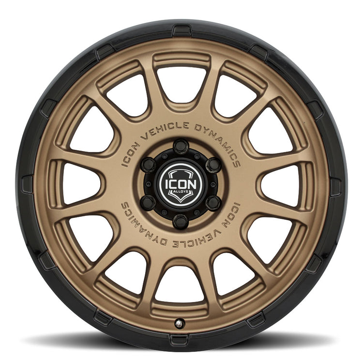 ICON Alloys Rancho, Satin Bronze w/ Gloss Black Lip, 20 x 9 / 5 x 5, -12mm Offset, 4.5" BS