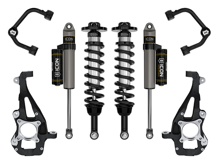ICON 2021-2025 Ford F-150 4WD, 3.5-4.5" Lift, Stage 2 Suspension System, Tubular