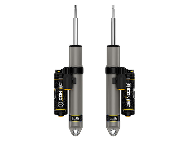 ICON 2014-2026 Ram 2500, 0" Lift Coil/3" Lift Air Ride, Rear, V.S. 2.5 Aluminum Series Shock Absorbers, Piggyback Reservoir w/ CDEV, Pair