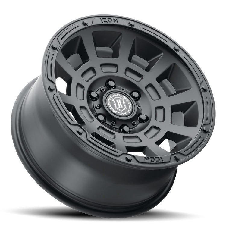 ICON Alloys Thrust, Satin Black, 17 x 8.5 / 5 x 4.5, 0mm Offset, 4.75" BS
