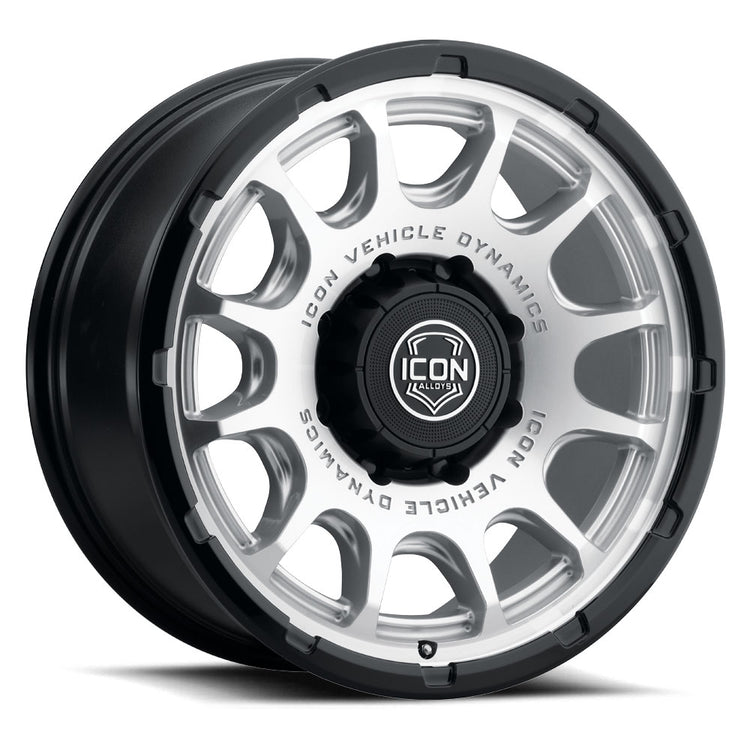 ICON Alloys Rancho, Silver Machined w/ Gloss Black Lip, 20 x 9 / 8 x 170, 6mm Offset, 5.25" Backspace