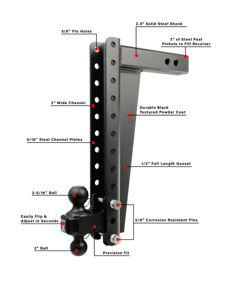 BulletProof 2.5" Heavy Duty 18" Drop/Rise Hitch