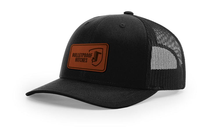 BulletProof Hitches Leather Logo Trucker Hat - BLACK