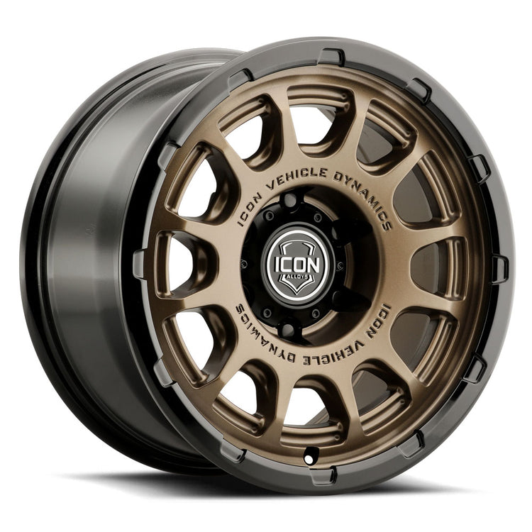 ICON Alloys Rancho, Satin Bronze w/ Gloss Black Lip, 17 x 8.5 / 6 x 135, 6mm Offset, 5" Backspace