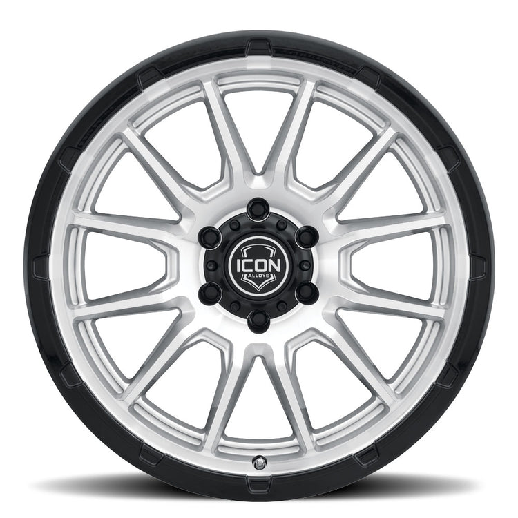 ICON Alloys Cajon, Silver Machined w/ Gloss Black Lip, 20 x 9 / 6 x 135, 16mm Offset, 5.625" BS