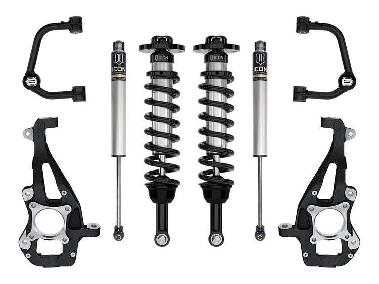 ICON 2021-2025 Ford F-150 4WD, 3.5-4.5" Lift, Stage 1 Suspension System, Tubular