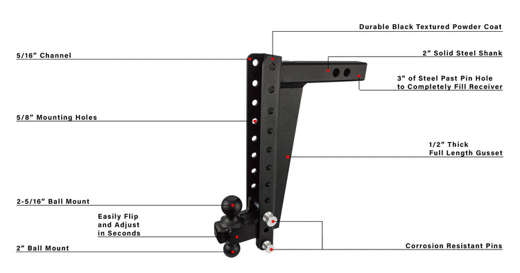 BulletProof 2.0" Heavy Duty 16" Drop/Rise Hitch