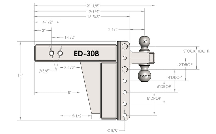 BulletProof 3.0" Extreme Duty 8" Drop/Rise Hitch