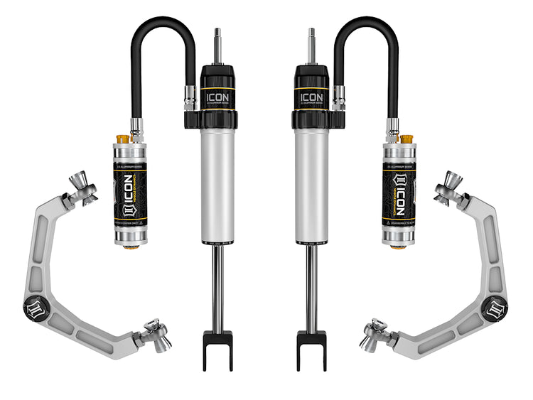 ICON 2020-2026 GM 2500/3500 HD, 0-2” Lift, V.S. 2.5 Aluminum Series Shock System, Remote Reservoir w/ CDCV, Billet