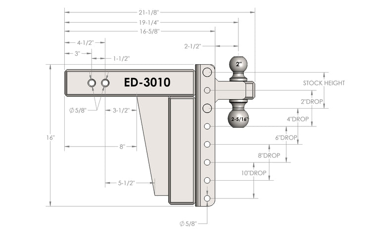 BulletProof 3.0" Extreme Duty 10" Drop/Rise Hitch
